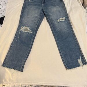 Judy Blue Distressed Straight Leg Jeans - Classic Blue